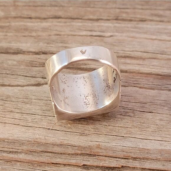 Vintage Sterling Beveled Tiger's Eye Rectangle Ring - Picture 4 of 10